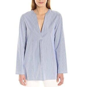 Theory Ophelia Taff Stripe V-neck Long Sleeve Tunic Blouse Size S
